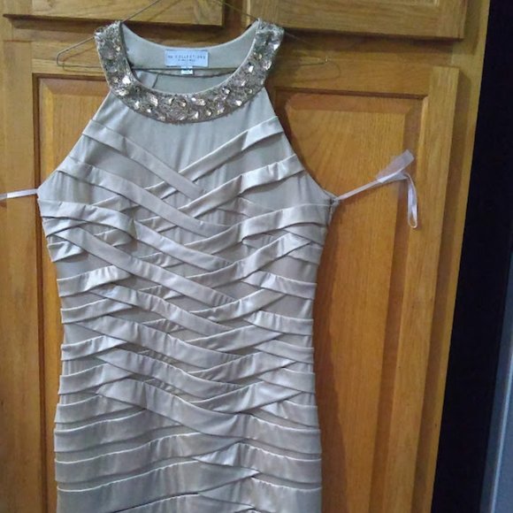 Sleeveless Gold sheath dress K W Collections Size 10 - Picture 5 of 6